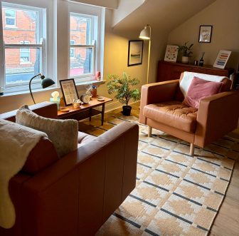 A warm and confidential counselling room in Belfast, offering face-to-face emotional support with a fully qualified counsellor, including Christian counselling.