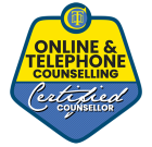 Online and telephone counselling trained logo – professional counselling services available remotely