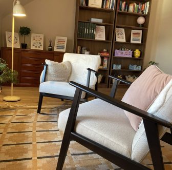 A warm and confidential counselling room in Belfast, offering face-to-face emotional support with a fully qualified counsellor, including Christian counselling.