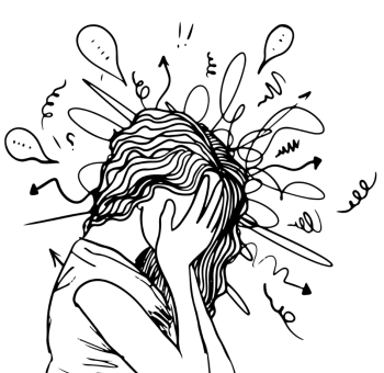 Illustration showing anxiety, racing thoughts and emotional overwhelm