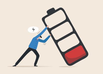 Low battery symbol representing stress and burnout and emotional exhaustion